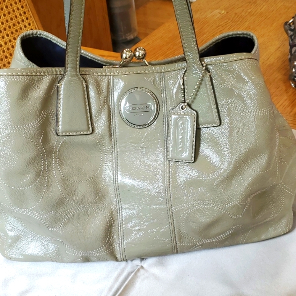 Gray Leather Coach Purch